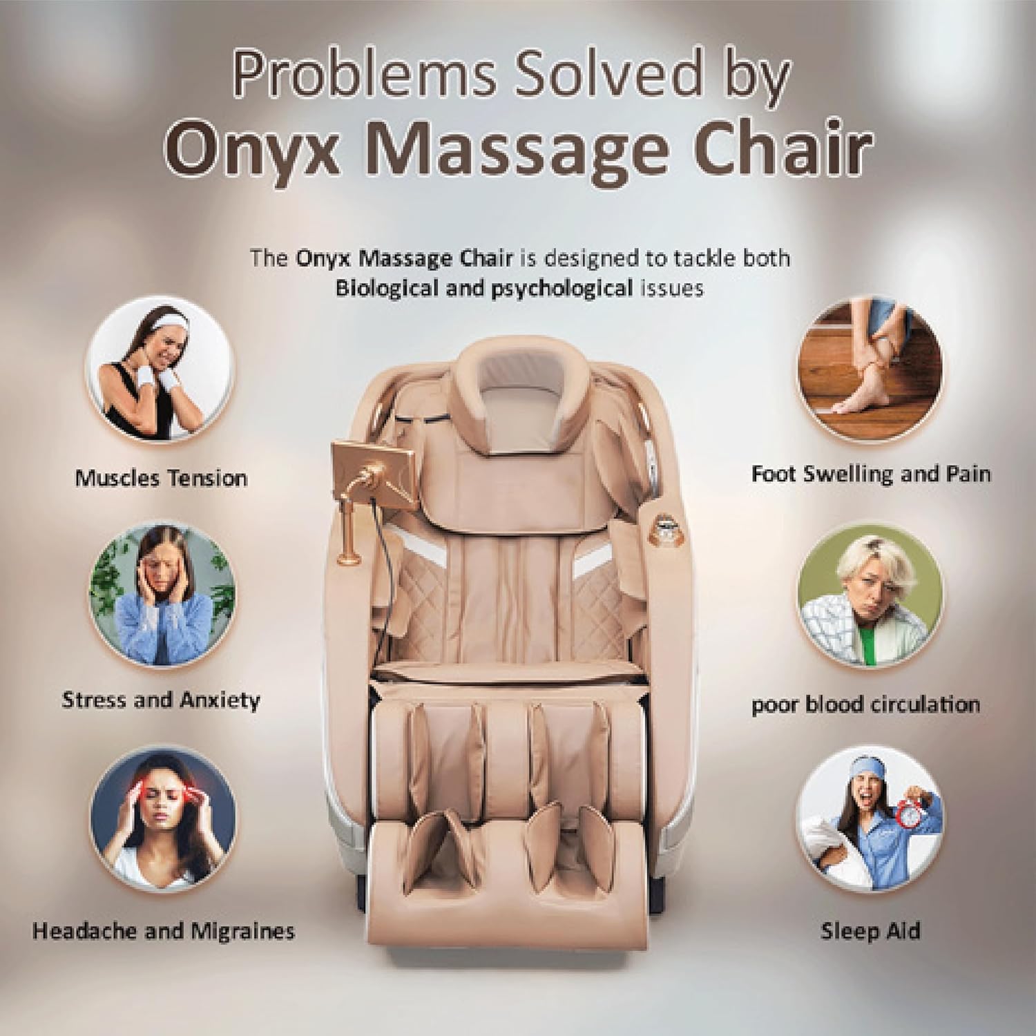 Onyx Massage Chair | SL-Track | Zero Gravity | 5 Auto Programs | U-Shaped Head Massage | Heat Therapy | GuaSha Foot | Bluetooth