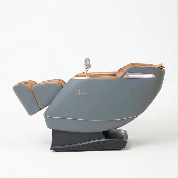Sereno Enzonia+ Full Body Massage Chair | SL Track, 18 Airbags, Heat Therapy, Zero Gravity, Bluetooth & Wireless Charging – Brown