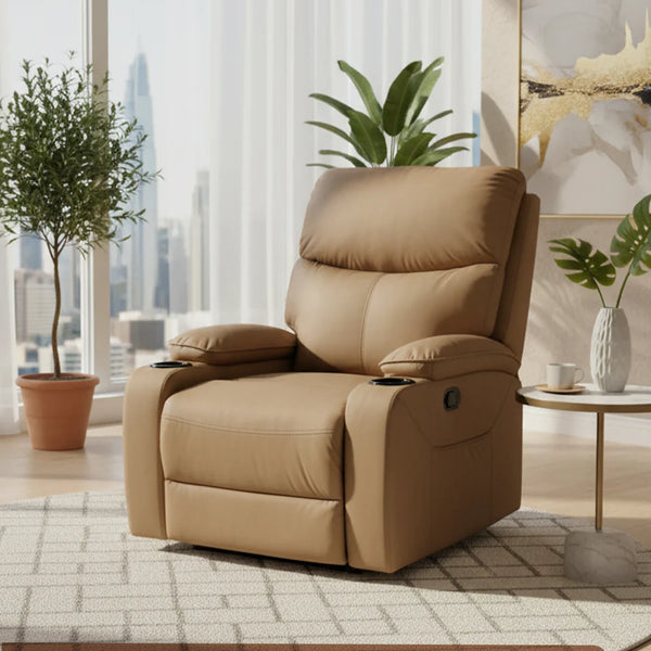 Sereno First Class Recliner Sofa with Massage – 8-Zone Massage Chair | 20 Modes | Heat Therapy | 110°–160° Reclining | Remote Control | Beige