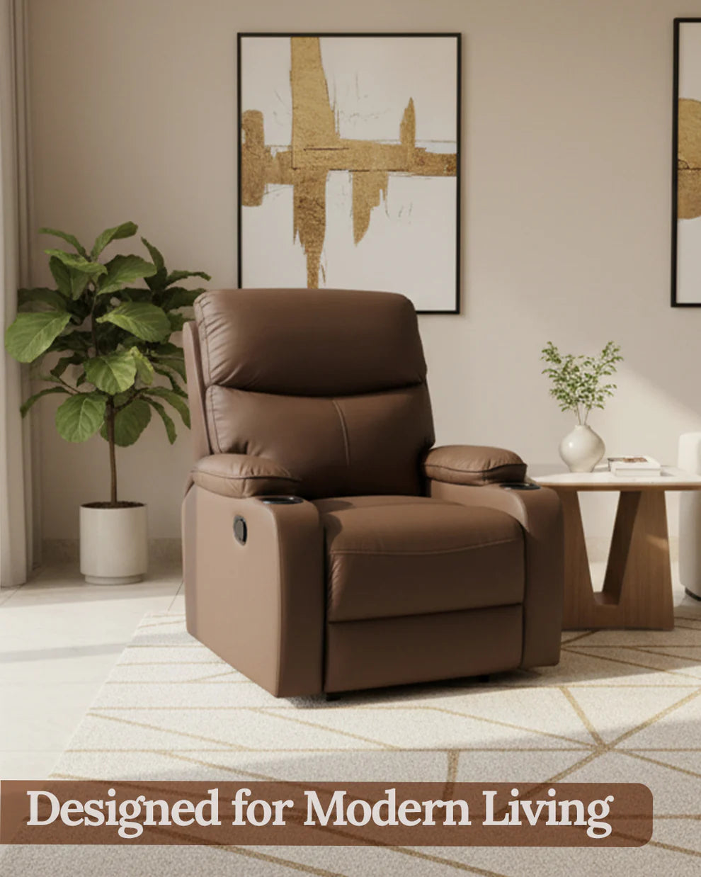 Sereno First Class Recliner Sofa with Massage – 8-Zone Massage Chair | 20 Modes | Heat Therapy | 110°–160° Reclining | Remote Control | Brown