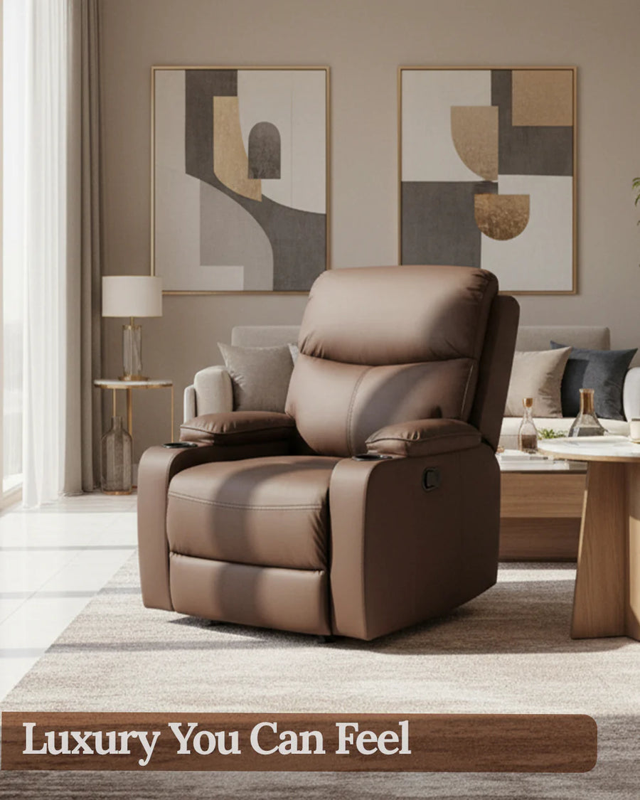 Sereno First Class Recliner Sofa with Massage – 8-Zone Massage Chair | 20 Modes | Heat Therapy | 110°–160° Reclining | Remote Control | Grey