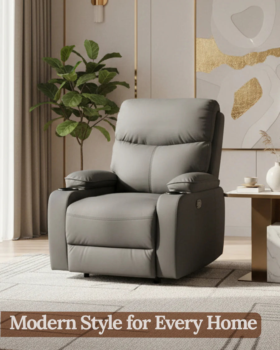 Sereno First Class Recliner Sofa with Massage – 8-Zone Massage Chair | 20 Modes | Heat Therapy | 110°–160° Reclining | Remote Control | Grey