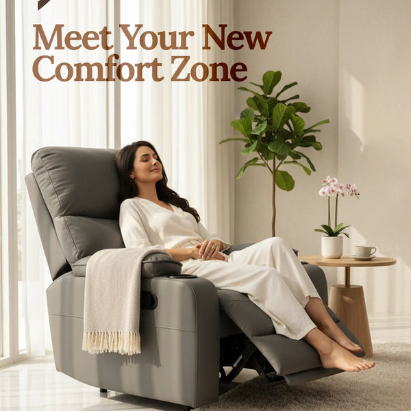 Sereno First Class Recliner Sofa with Massage – 8-Zone Massage Chair | 20 Modes | Heat Therapy | 110°–160° Reclining | Remote Control | Beige