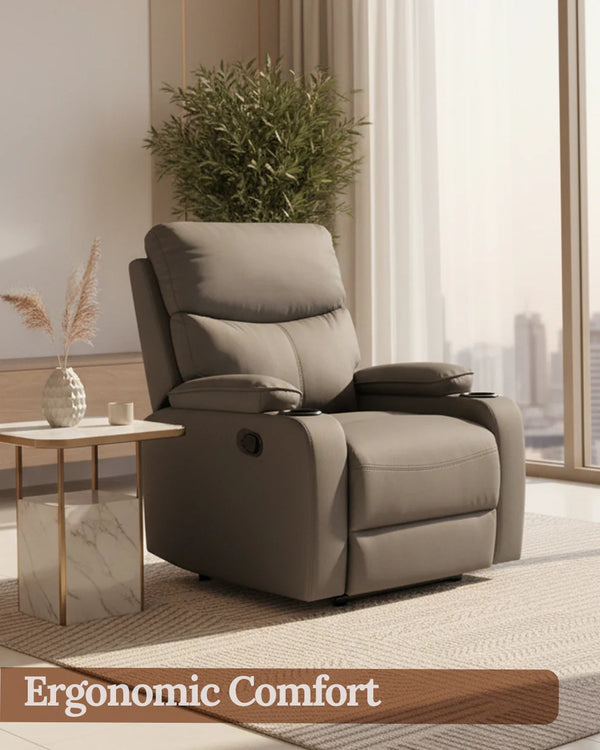 Sereno First Class Recliner Sofa with Massage – 8-Zone Massage Chair | 20 Modes | Heat Therapy | 110°–160° Reclining | Remote Control | Grey
