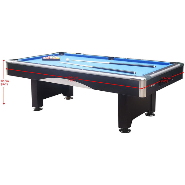 Toronto GP020 Billiard Table | Blue Velvet Cloth | Chrome Corners | 8FT