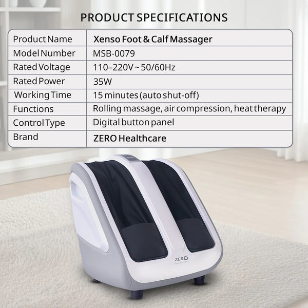 Xenso Foot & Calf Massager | Air Compression, Rolling Massage, Heat Therapy & 3 Modes – Home Wellness Device