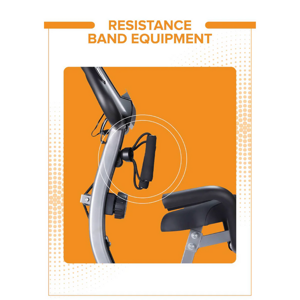X-Fit Foldable Exercise Bike – Magnetic Resistance Indoor Cycling Bike with LCD Display & Resistance Bands